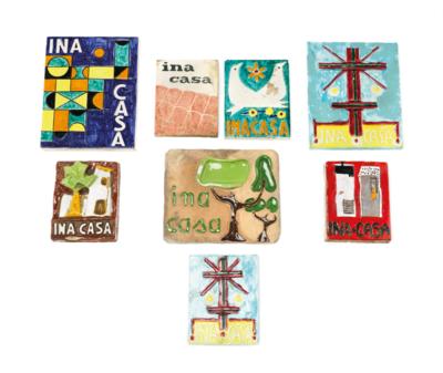 A set of eight ceramic tiles, INA-CASA, - Design