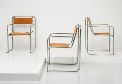 A set of three rare stacking armchairs, designed by Bruno Pollak - Design
