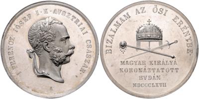 Franz Josef I., Krönung zum ungarischen König in Buda 1867 - Mince a medaile