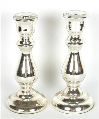 Paar Kerzenhalter Glas, - Antiques and art