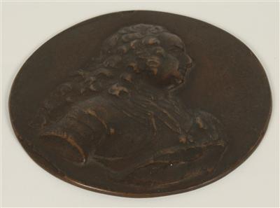 Plakette Bronze patiniert Profil Kaiser Franz I. Stefan, - Kunst, Antiquitäten und Möbel