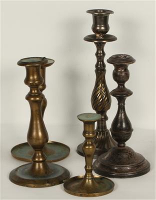 3 Messingkerzenhalter 2 Historismus Kerzenhalter Metall, - Kunst, Antiquitäten und Möbel