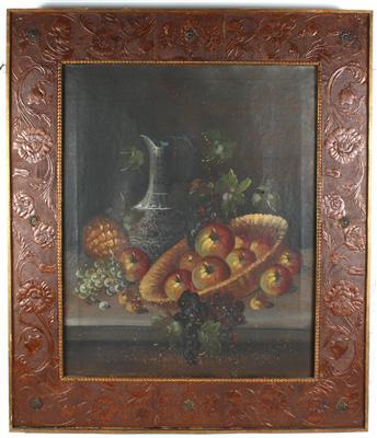 Künstler 19. Jh. Stilleben mit Früchten und Krug, - Antiques and art