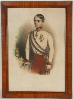Kaiser Franz Josef I. Colorierte Lithographie, - Antiques and art