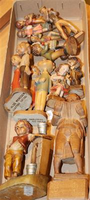 13 Figuren Holz geschnitzt, - Antiques and art