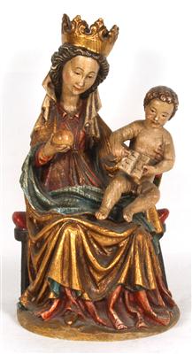 Sitzende Madonna mit Kind Holz geschnitzt, - Arte e antiquariato