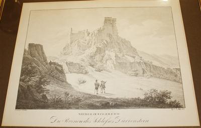 Burgruine Dürnstein Lithographie nach einer Zeichnung von Franz Alt, - Arte e antiquariato