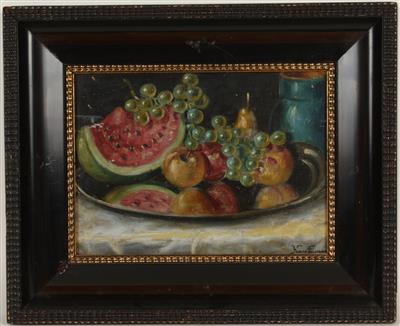 Künstler anfang 20. Jh. Stilleben mit Früchten Öl auf Karton, - Antiques and art