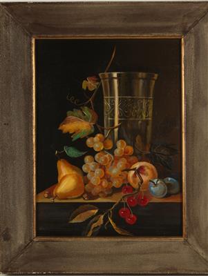 Künstler 1. Hälfte 20. Jh. Stilleben mit Früchten und einem Pokal, - Antiques and art