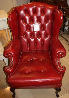 Fauteuil sogen. "Chesterfieldausführung" Hartholzgestell, - Antiques and art