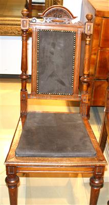 3 Historismus Sessel Holzgestell gebeizt ergänzte Sitze und Rückenpolsterung, - Arte e antiquariato