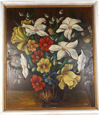 Künstler 20. Jh. Blumen in Vase, - Um?ní a starožitnosti