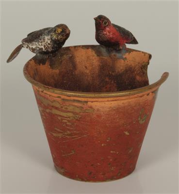 Paar Vögel auf eiinem Blumentopf - Arte e antiquariato
