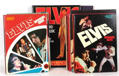 15 Fachbücher über Elvis Presley dabei Elvis Special 1973-1985, - Gramodeska