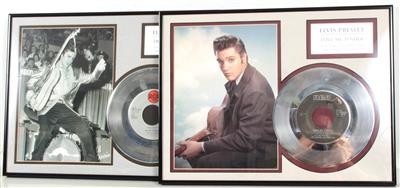 2 Platin-Schallplatten Elvis Presley Don't be cruel und Love me tender, - Elvis Presley Oggetti commemorativi (dischi, letteratura, oggetti da collezione)