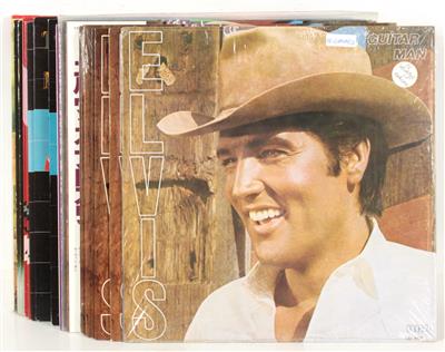 28 LP's Elvis Presley 10 x Guitar King darunter rote Vinyl von El Salvador, - Gramodeska