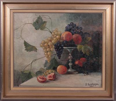 Künstler 1. Hälfte 20. Jh. Stilleben mit Früchten Öl auf Karton bezeichnet B. Spielhagen 1943, - Kunst, Antiquitäten und Möbel