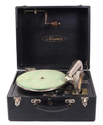 Koffergrammophon Parlophone Mignon - Historische Unterhaltungstechnik und Schallplatten