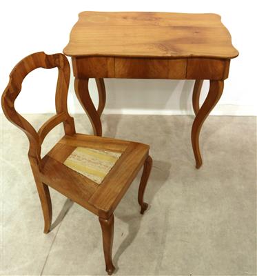 Rechteckiger Tisch und 1 Sessel, - Arte e antiquariato