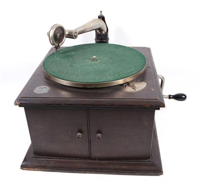 Trichterloses Tischgrammophon The Grammophone Co., - Tecnologia di intrattenimento storico e dischi