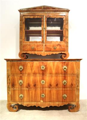 1 Biedermeier Aufsatzkommode um 1835/40, - Umění, starožitnosti a nábytek