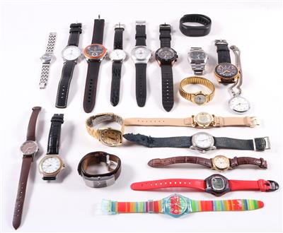 19 Armbanduhren 1 Taschenuhr - Umění a starožitnosti