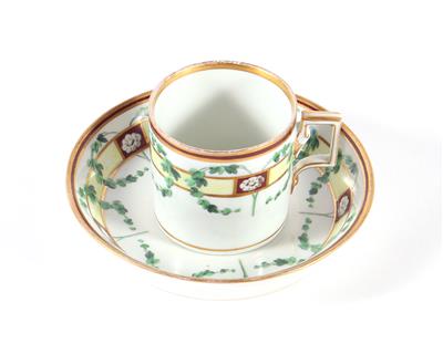 Dekortasse mit Untertasse, Kaiserliche Porzellanmanufaktur Wien, um 1811 - Kunst, Antiquitäten und Möbel