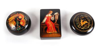 3 Russische Lackdosen - Arte e antiquariato