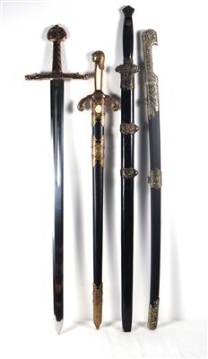 4 Dekorationsschwerter, 3 Scheiden - Antiques and art