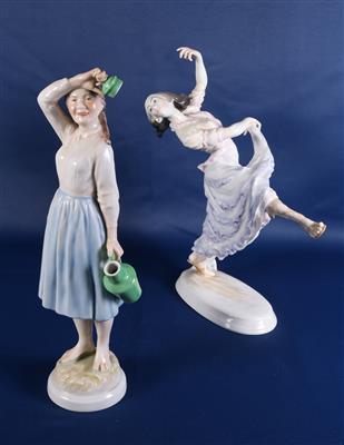 2 Figuren, Tänzerin und Mädchen mit Krug - Kunst, Antiquitäten, Möbel und Technik