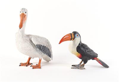 2 Tierfiguren, "Pelikan" u. "Tukan" - Kunst, Antiquitäten, Möbel und Technik