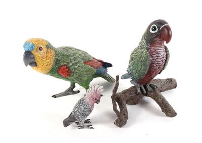 3 Tierfiguren, "Papageien" - Arte e antiquariato