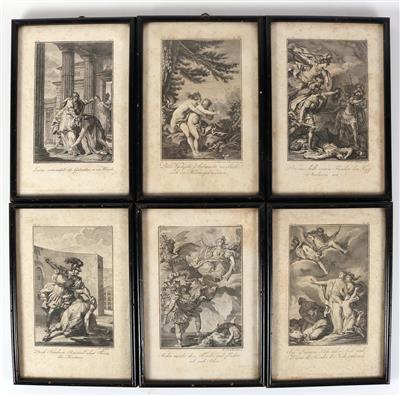 Konvolut von 6 Kupferstichen mi Darstellungen aus der Klassischen Mythologie - Arte e antiquariato