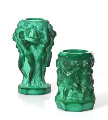 2 Kleine Vasen aus Malachitglas - Umění a starožitnosti