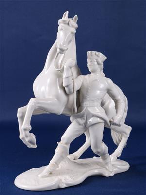 Figurengruppe "Reiter führt sein Pferd am Zügel" - Antiques and art