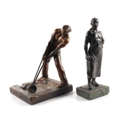 2 Bronzefiguren "Metalgießer u. Schmied" - Antiques and art