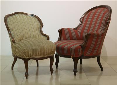 2 variierende niedere Fauteuilles um 1860 - Antiques and art