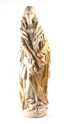 Sakrale Skulptur "Heilige mit Buch" in gotisierender Stilform - Antiques and art