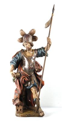 Sakrale Skulptur, "Heiliger Florian", in gotisierender Stilform - Arte e antiquariato