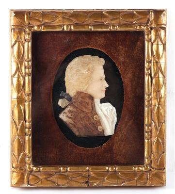 Wachsbossierung, Profilportrait des jungen Mozart - Arte e antiquariato