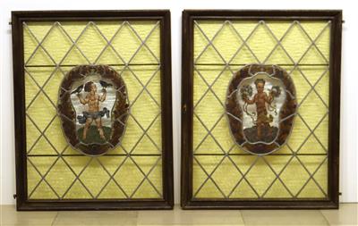 2 verschiedene Jugendstilfenster mit Bleirutenverglasungen - Umění a starožitnosti