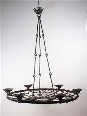 Eiserne Deckenlampe in modifizierte Barockstilform - Silber, Kunst, Antiquitäten, Möbel