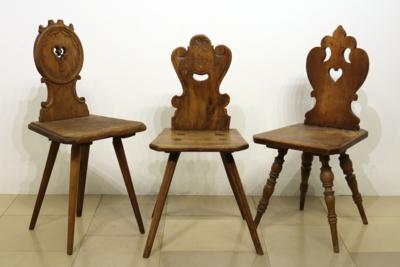 3 verschiedene bäuerliche Sessel aus der 2. Hälfte des 19. Jhs. - Antiques and art