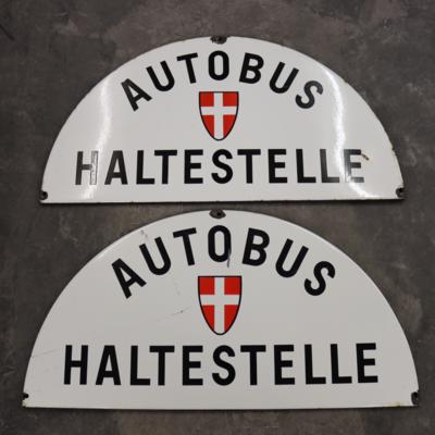 2 wiener "AUTOBUS HALTESTELLE" Emailschilder - Design