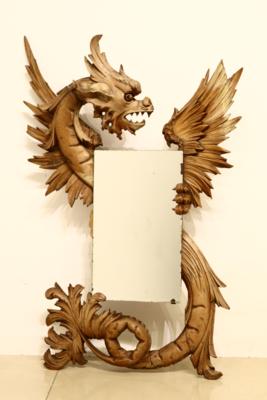 Dekorativer Wandspiegel in Form eines geflügelten Drachen - Art, antiques, furniture and technology