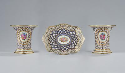 Paar Vasen, Henkelkorb, Sächsische Porzellanmanufaktur, - Arte, antiquariato, mobili e tecnologia