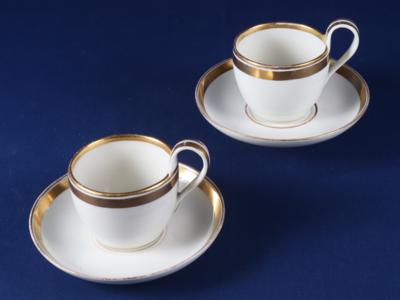 2 Biedermeier Kaffetassen mit Untertassen - Art, antiques, furniture and technology