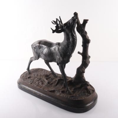 Skulptur "röhrender Hirsch an einem Baumstamm - Kunst, Antiquitäten, Möbel und Technik