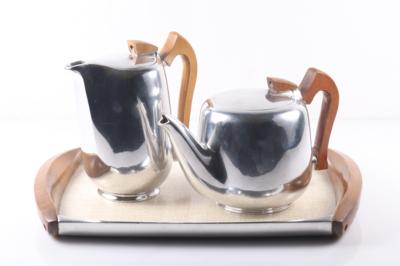 Kaffee- u. Teekannne auf Tablett, "Newmaid", England - Umění, starožitnosti, nábytek a technika