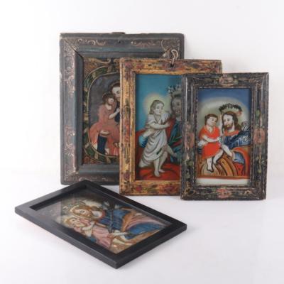 4 oberammergauer Hinterglasbilder "Joseph mit dem Jesuskind" - Arte, antiquariato, mobili e tecnologia